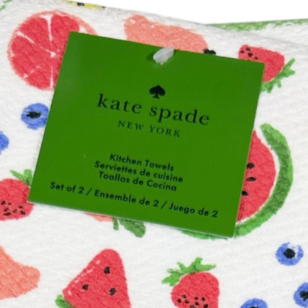 NEW Kate Spade FRUIT/STRIPES THEMED  Kitchen Towels Set/2